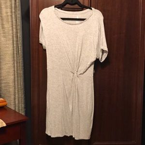 Grey tshirt dress with twist front +silver details